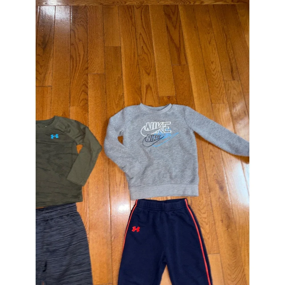Nike Under Armour Boys Activewear Set 4T Green Camo Gray Navy Joggers Sweatshirt